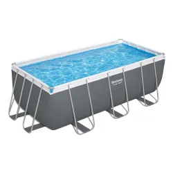 Piscina con estructura 412x201x122cm 17en1, perfecta para relajarse al aire libre
