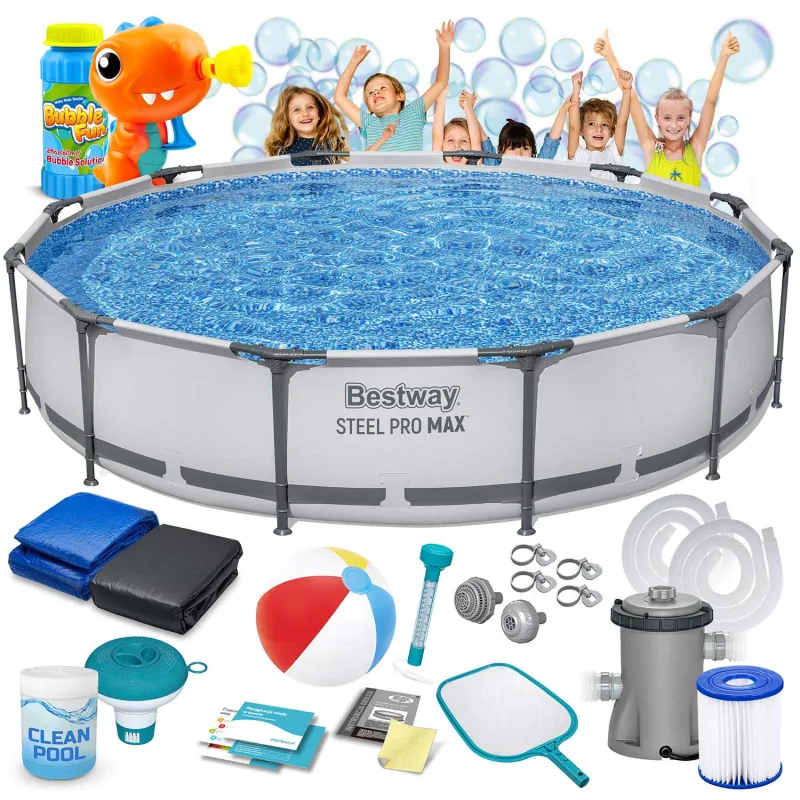 Piscina con estructura de acero 366 x 76 cm, ideal para el jardín, 16en1 Bestway 56416