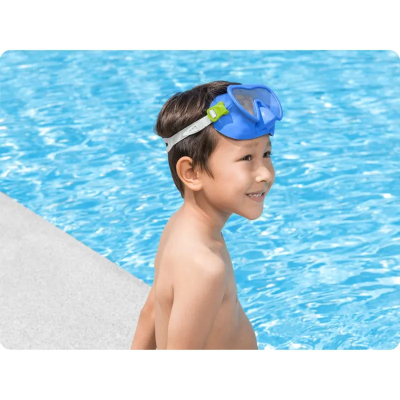 Máscara de natación azul con estilo, ideal para actividades en la piscina y en la playa