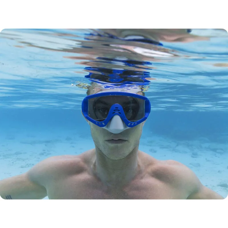 Máscara de natación azul elegante, ideal para piscina y playa