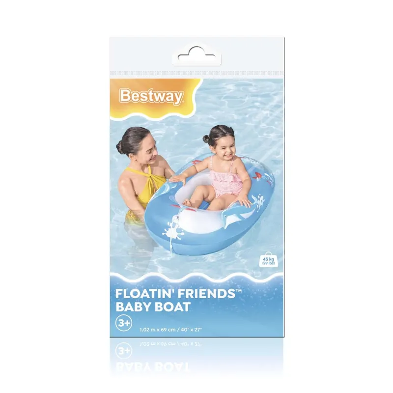 Colchón de playa inflable delfín 102 x 69 cm, material cómodo para nadar Bestway 34037