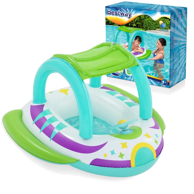 Colchón inflable con toldo 107 x 112 cm, accesorio de playa