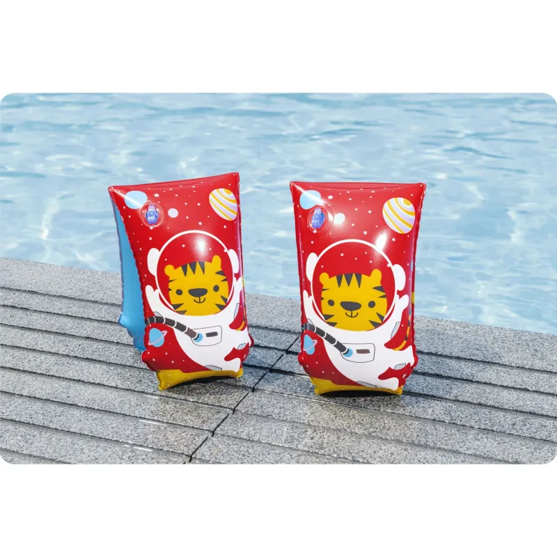 Manguitos amarillos para niños con diseño de tigre