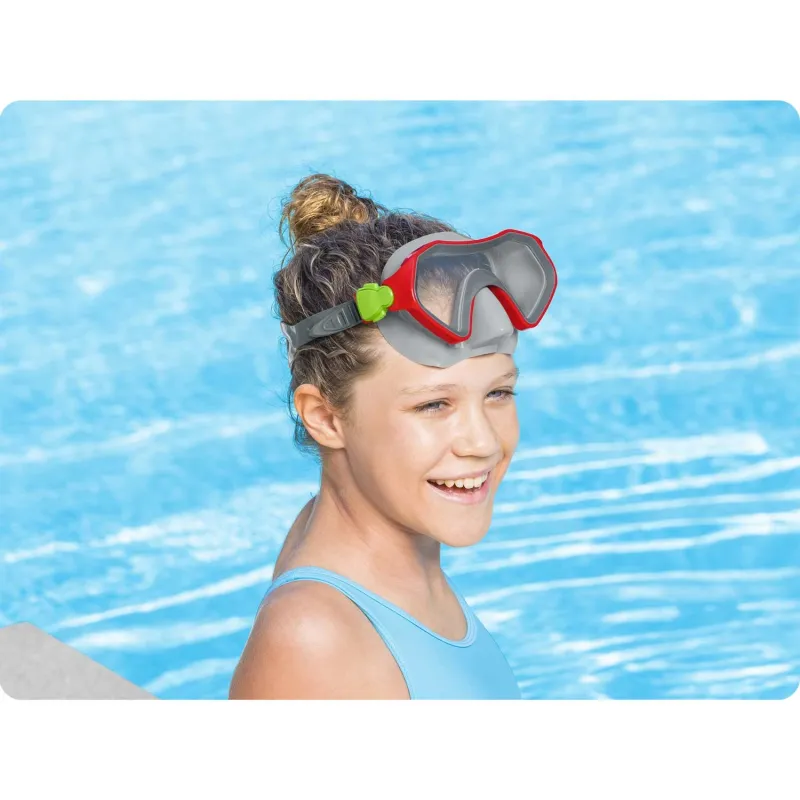 Máscara de nado roja elegante, ideal para la piscina