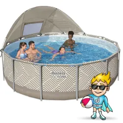 Piscina de Jardín con Estructura 396 x 107 cm 11en1, ideal para la diversión de verano en el jardín