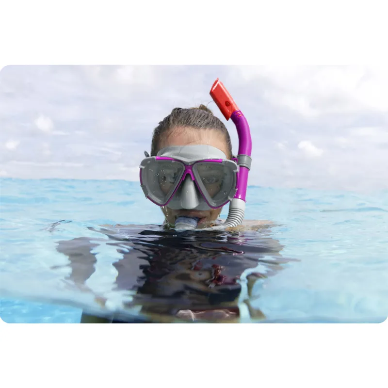 Conjunto de snorkel púrpura Bestway 24029, ideal para explorar el mundo submarino