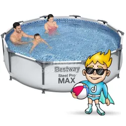 Bestway 56408 piscina de jardín 305 x 76 cm 17-en-1, diseño elegante para relajarse al aire libre
