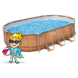 Piscina azul con estructura metálica 610 x 366 x 122 cm, ideal para el verano, 13en1 Bestway 56719N
