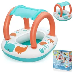 Pontón hinchable para niños con dosel, perfecto para diversión acuática