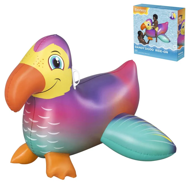 Colchón hinchable de natación tucán 141cm para niños, colorido, ideal para juegos en el agua