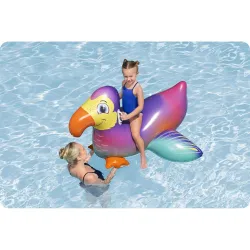 Colchón hinchable tucán 141cm, fabricado con material duradero, seguro para los niños
