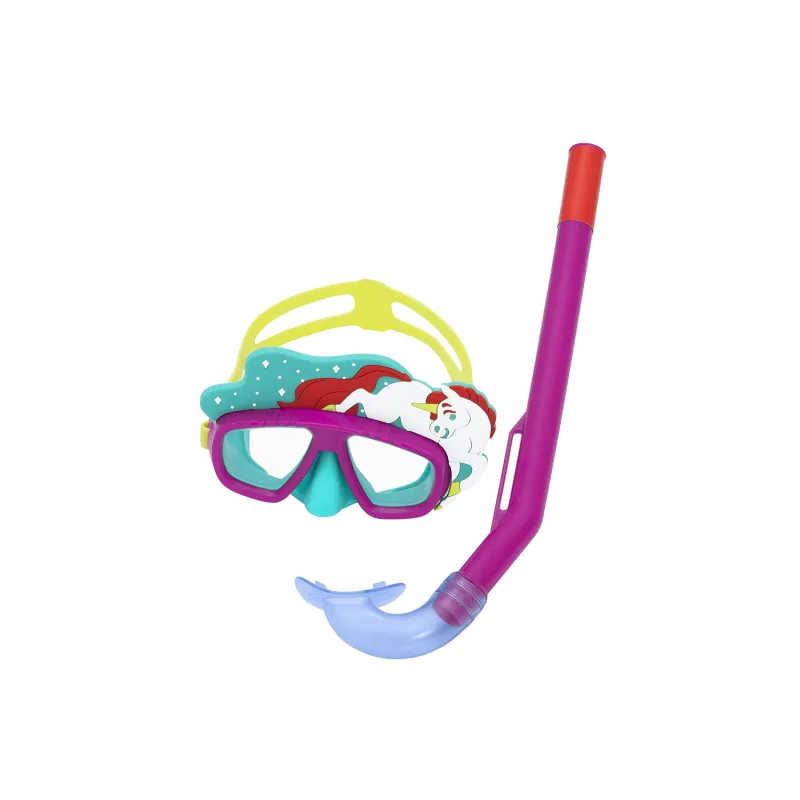 Set de buceo rosa para niños, ideal para la playa