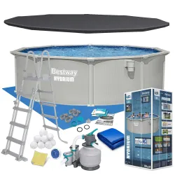 Bestway 56384 Piscina de Jardín Panelada Todo el Año 457 x 122 cm 13-en-1