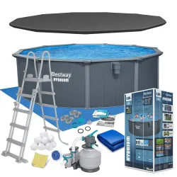 Bestway 561CU Piscina de Jardín Panelada 488 x 132 cm, ideal para exteriores