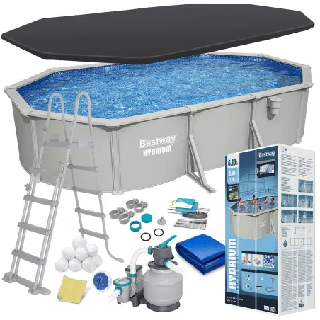 Bestway 56369 piscina de jardín 610x366x122 cm, perfecta para la diversión de verano al aire libre