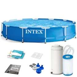 Piscina de jardín marco metálico 366 x 76 cm 9en1 INTEX 28212