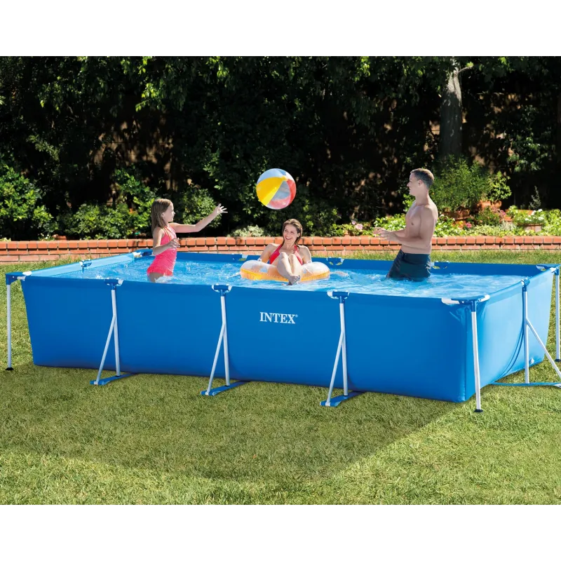 Piscina de jardín azul con estructura 450x220x84 cm INTEX 28273, ideal para exteriores