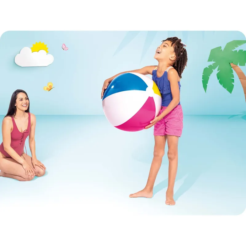 Pelota de Playa Hinchable Arcoíris 61 cm, fabricada con material duradero, ideal para el verano