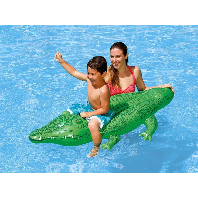 Cocodrilo flotador verde, perfecto para diversión en jardín y piscina