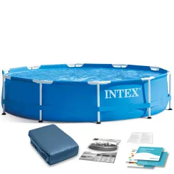 Piscina de jardín con estructura metálica 305 x 76 cm conjunto 2-en-1 INTEX 28200