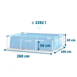 Piscina de jardín de PVC resistente 260 x 160 x 65 cm para la familia