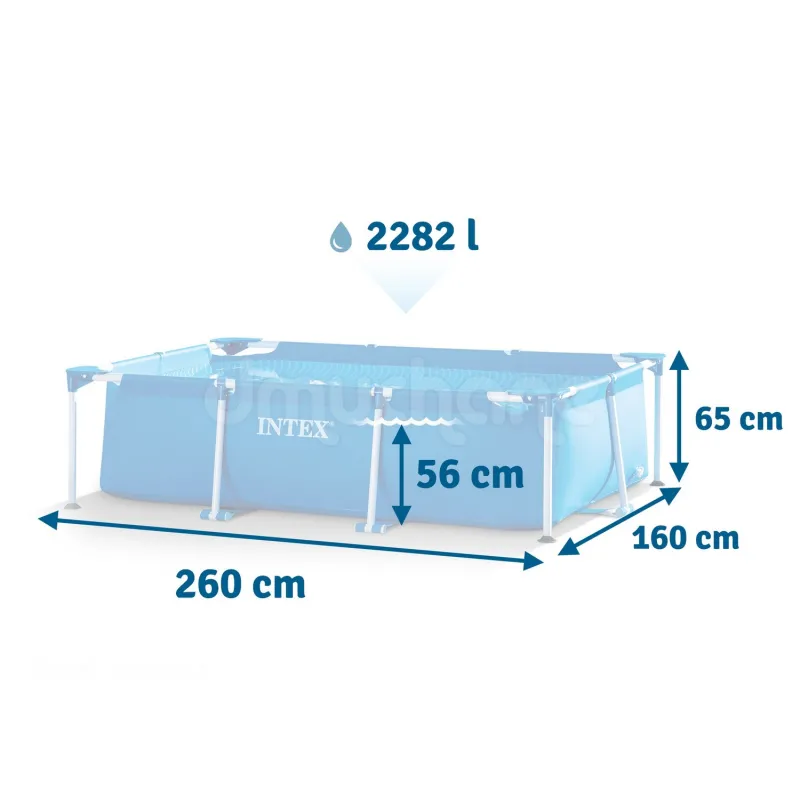 Piscina de jardín de PVC resistente 260 x 160 x 65 cm para la familia