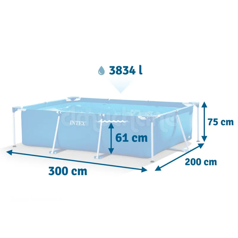Piscina de jardín 300 x 200 x 75 cm perfecta para la diversión de los niños