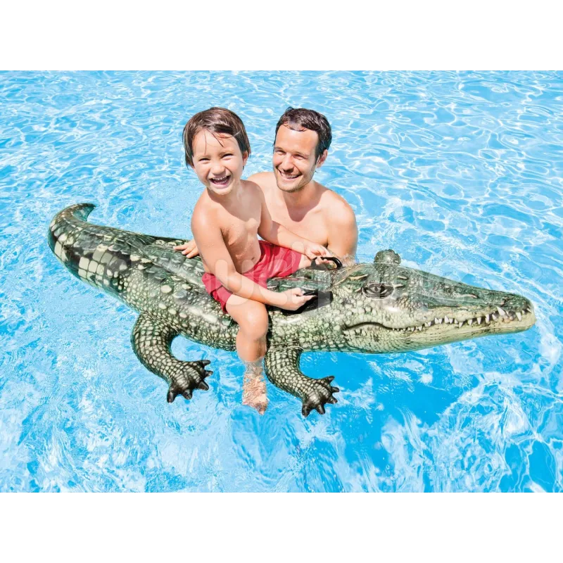 Cocodrilo hinchable verde, ideal para el jardín o la piscina
