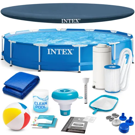 Piscina de jardín con estructura 366 x 76 cm 16en1 INTEX 28212 para uso al aire libre con estructura resistente