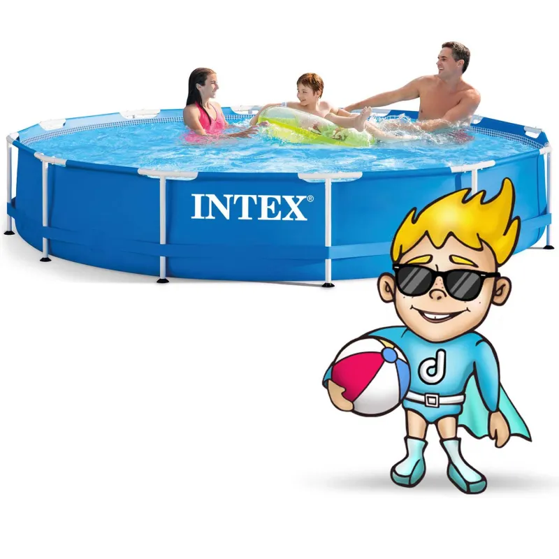 Piscina de jardín con estructura 366 x 76 cm 16en1 INTEX 28212 de color azul para refrescarse