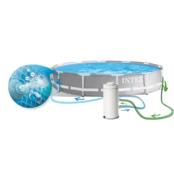 Piscina redonda de jardín 366 cm perfecta para relajarse en verano