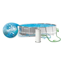 Piscina de jardín con estructura metálica 427x107 con accesorios para fácil montaje