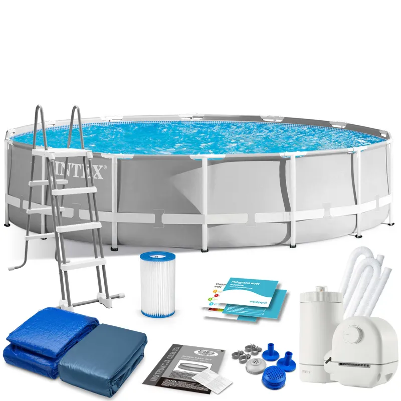 Piscina de jardín estructura 549 x 122 cm con set de accesorios 6en1 para exteriores