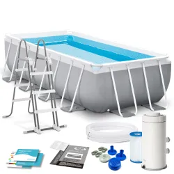 Piscina de jardín 400 x 200 x 100 cm set 4en1 para uso exterior