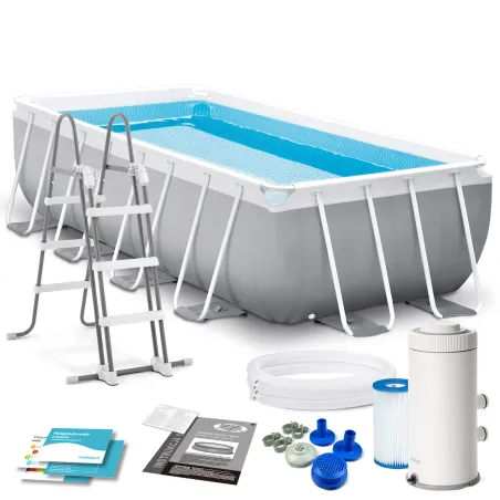 Piscina de jardín 400 x 200 x 100 cm set 4en1 para uso exterior