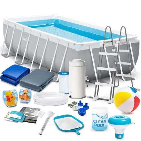 Piscina de jardín 400 x 200 x 100 cm, set 17en1 para uso exterior