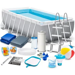 Piscina de jardín con estructura metálica 488 x 244 x 107 cm set 18en1 INTEX 26792