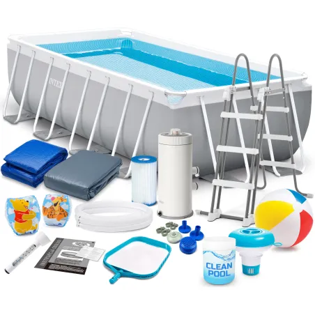 Piscina de jardín con estructura metálica 488 x 244 x 107 cm set 18en1 INTEX 26792