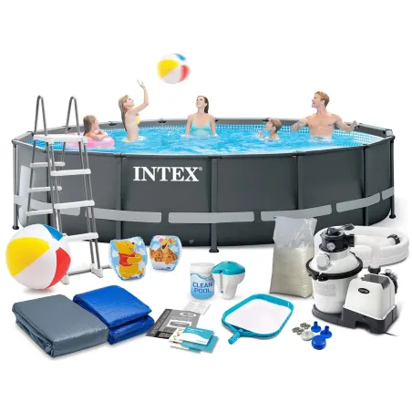 Piscina con estructura 488 x 122 cm INTEX 26326, perfecta para exteriores