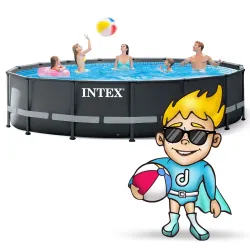 Piscina azul con estructura 488 x 122 cm INTEX 26326, ideal para exteriores