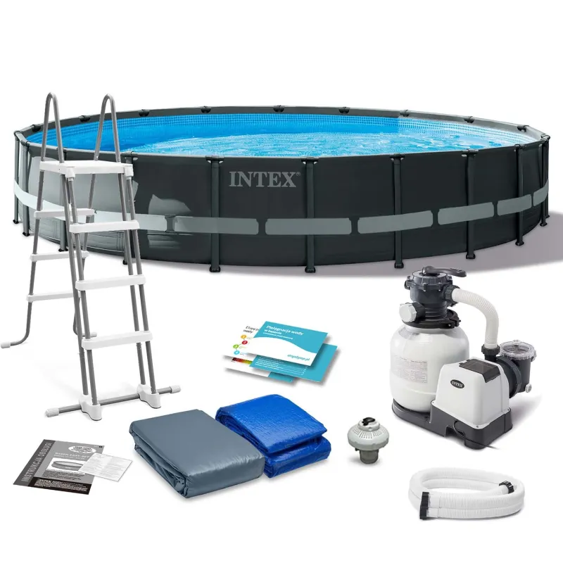 Piscina de marco de jardín 610 x 122 cm 11en1, perfecta para el jardín
