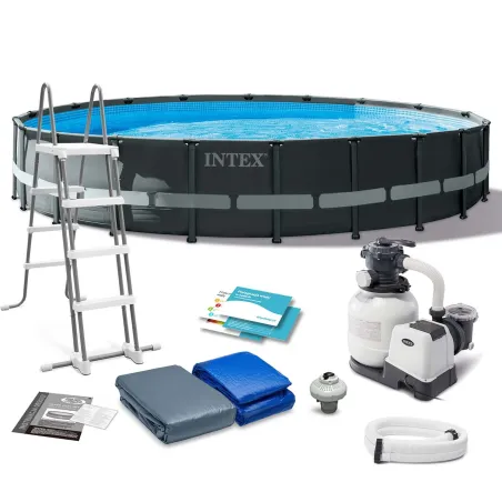 Piscina de marco de jardín 610 x 122 cm 11en1, perfecta para el jardín