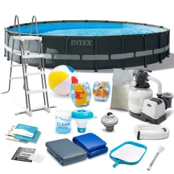 Piscina de marco de jardín 610 x 122 cm con 17 accesorios para uso exterior