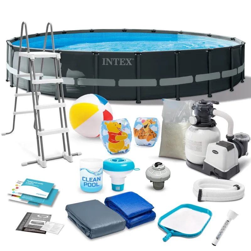 Piscina de marco de jardín 610 x 122 cm con 17 accesorios para uso exterior