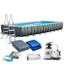 Piscina de jardín 975 x 488 x 132 cm con marco, perfecta para disfrutar al aire libre, INTEX 26374