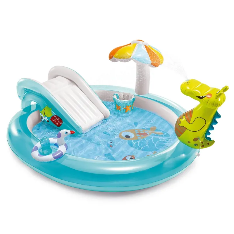 Parque infantil hinchable cocodrilo 201 x 170 x 84 cm para niños, vibrante y seguro