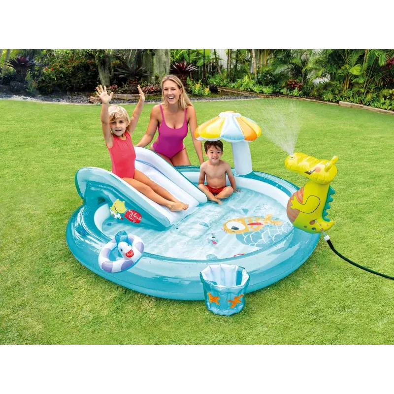 Parque infantil hinchable cocodrilo verde, ideal para la diversión al aire libre para niños