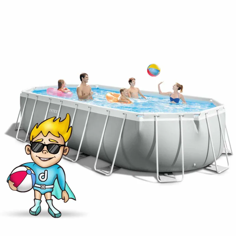 Piscina de marco metálico 610 x 305 cm azul con accesorios