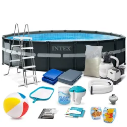 Piscina de jardín con estructura 549 x 132 cm 18en1, perfecta para disfrutar del verano
