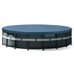 Piscina de jardín con estructura 549 x 132 cm 18en1, material duradero para el verano